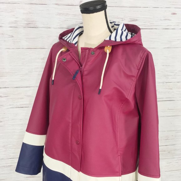 Talbots ~ Water Resistant Rain Full Zip Hooded Coat Jacket 1 Plus Petite - Picture 9 of 13